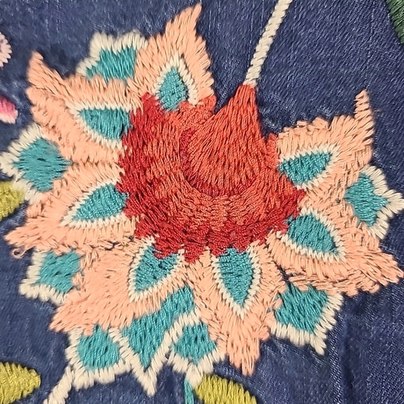 Johnny Was Malaya Denim Shirt Dress Embroidered Sz XS - Picture 9 of 9